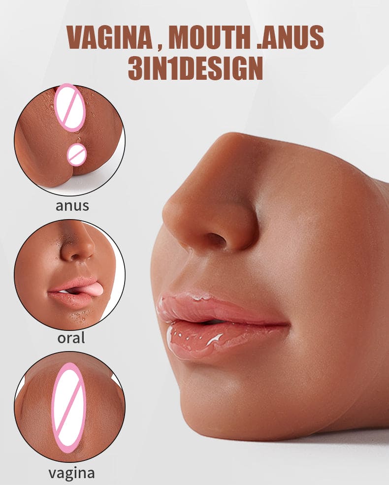 Realistic 3-in-1 Vagina Anal Handheld Pussy Male Masturbator 3D Dolls Sex Toys - secretera