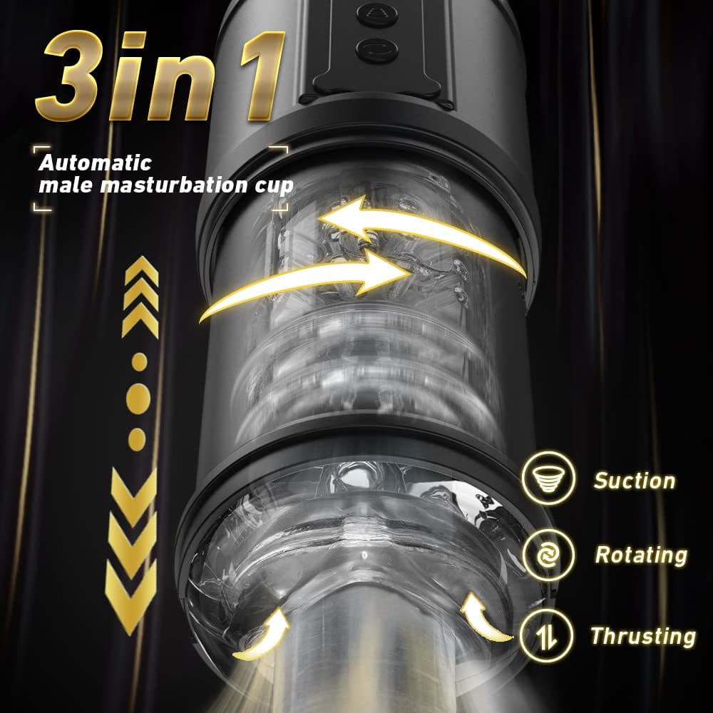 Automatic Masturbator Thrusting Sucking Vibrating Rotating Men Stroker Sex Toys - secretera