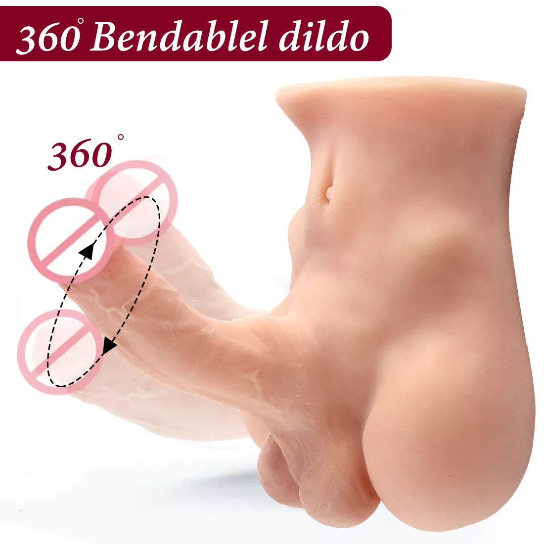 Solid Vivid Bending Dildo Body Do-ll G-Spot Penis Male-Torso Women Men Gay - secretera