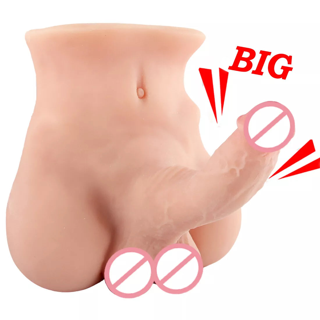 Solid Vivid Bending Dildo Body Do-ll G-Spot Penis Male-Torso Women Men Gay - secretera