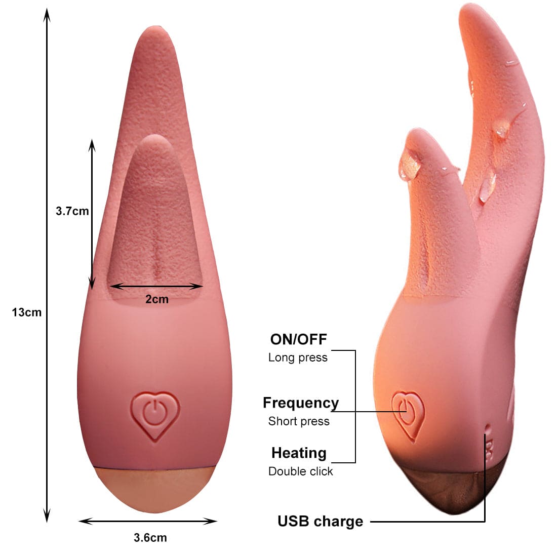 Double Tongue Vibrator Licking Vagina Clit Stimulator Heating G-spot Sex Toys - secretera
