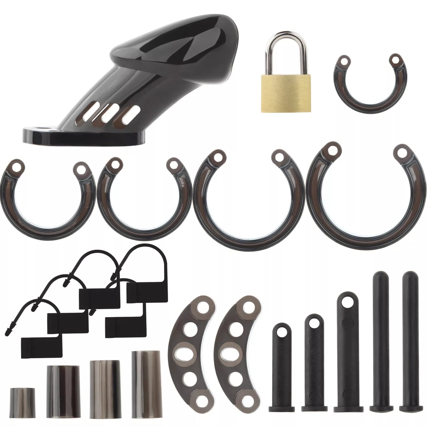 Plastic Penis Cage Male Chastity Hollow Cock Belt Device Padlock with 5 Rings UK