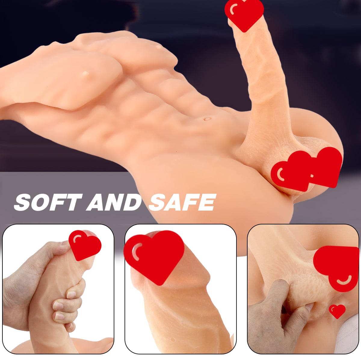 Riding Male Men Muscle Body, Sex Penis Dildo Doll Sex Torso Toys for Women Masturbator - secretera