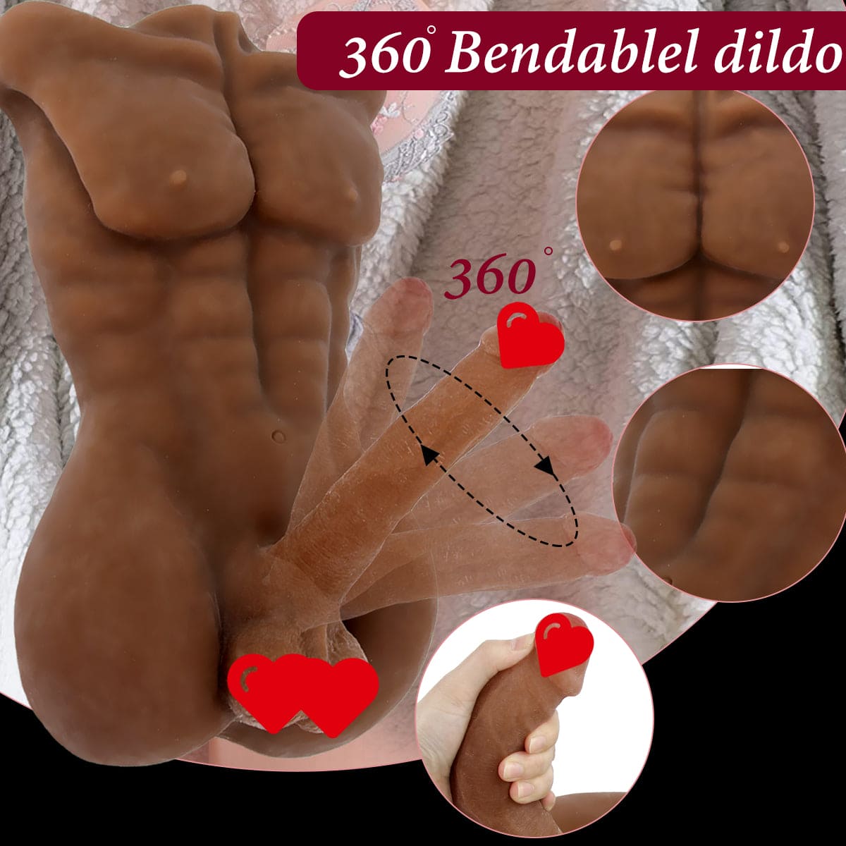 Riding Male Men Muscle Body, Sex Penis Dildo Doll Sex Torso Toys for Women Masturbator - secretera