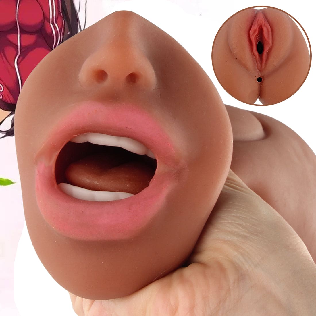 Realistic 3-in-1 Vagina Anal Handheld Pussy Male Masturbator 3D Dolls Sex Toys - secretera