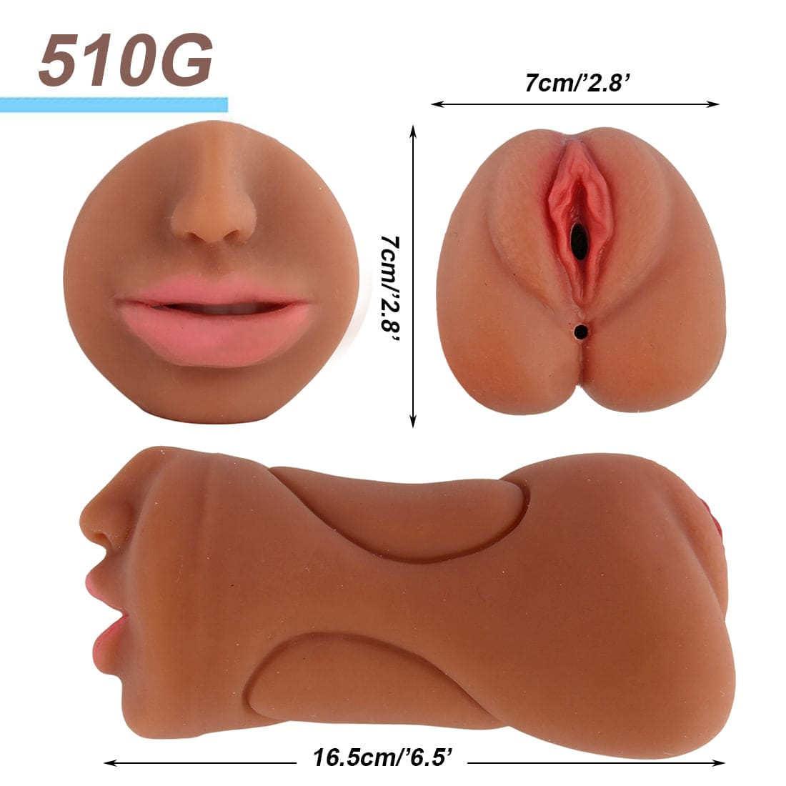 Realistic 3-in-1 Vagina Anal Handheld Pussy Male Masturbator 3D Dolls Sex Toys - secretera