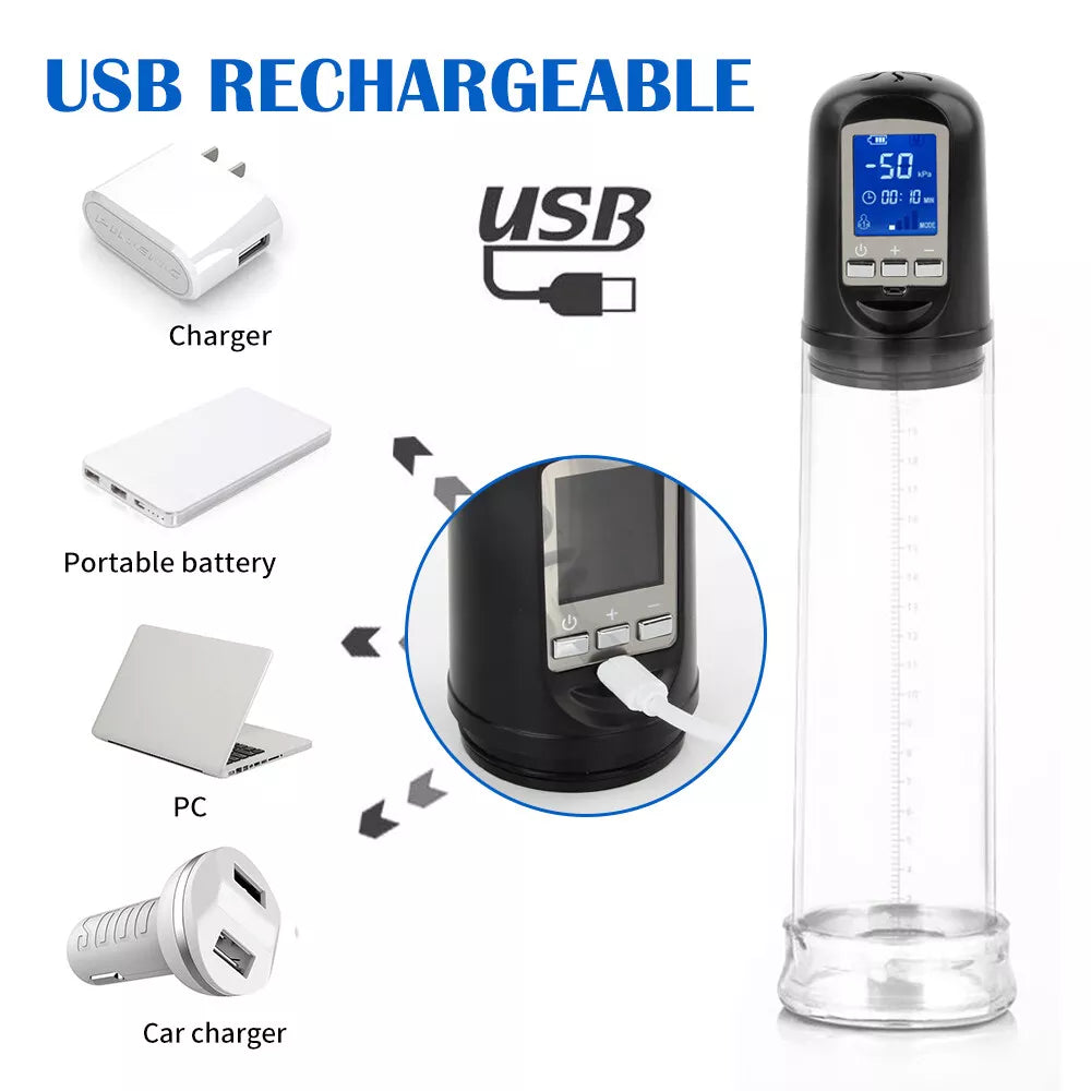 Automatic Suction Electric Vacuum Penis Pump Enlarger Power Up Cock Extender UK