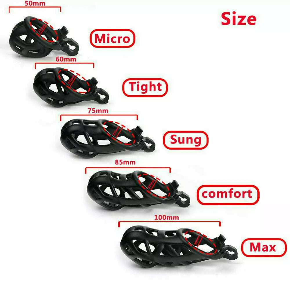 Male Chastity Cage Lock Device Kit W/ 4 Rings Virginity Device 5 Sizes Cobra UK - secretera