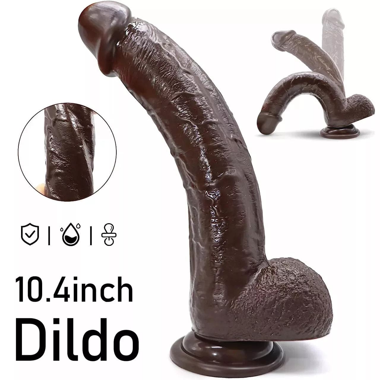 10" Realistic Huge Dildo Suction Cup Big Penis Cock Dong Anal for Women Sex Toys - secretera