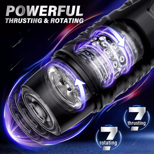 Male Masturbaters Automatic HandsFree Rotating Cup Thrusting Stroker Men Sex Toy - secretera