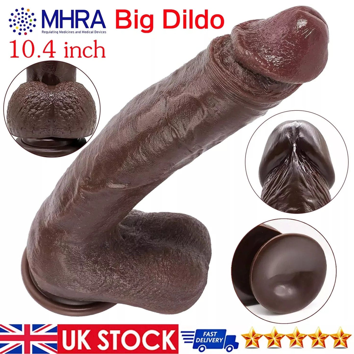 10" Realistic Huge Dildo Suction Cup Big Penis Cock Dong Anal for Women Sex Toys - secretera