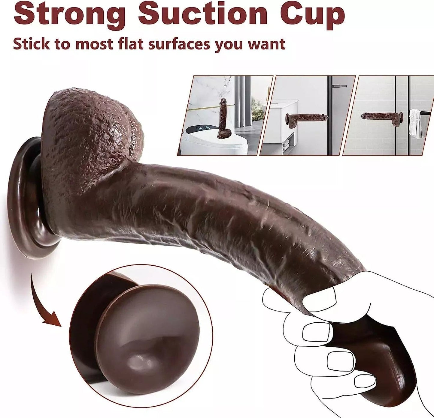 10" Realistic Huge Dildo Suction Cup Big Penis Cock Dong Anal for Women Sex Toys - secretera