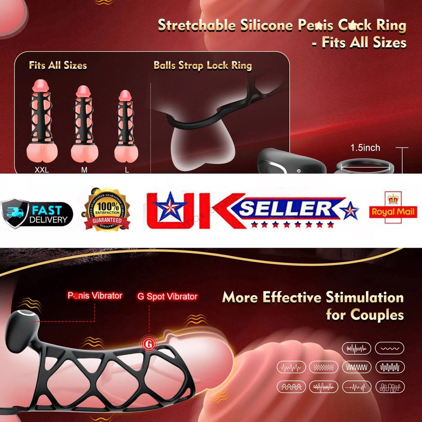 Vibrating Cock Ring Couples Sex Toys Multi Point Stimulation Delay Ejaculation - secretera
