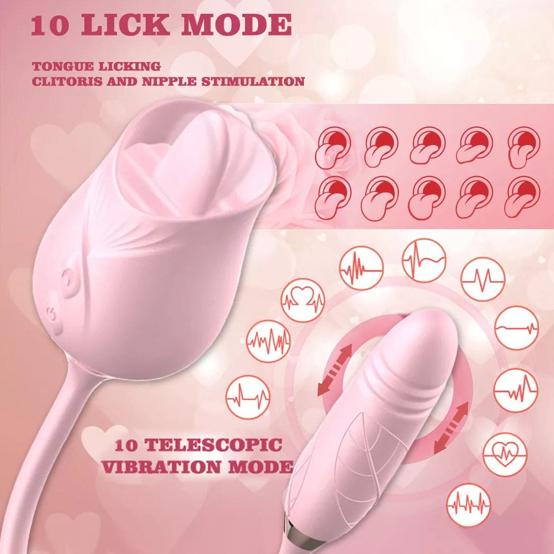 Clit Sucking Licking Vibrator G-spot Massage Dildo Bullet Sex Toy for Women - secretera