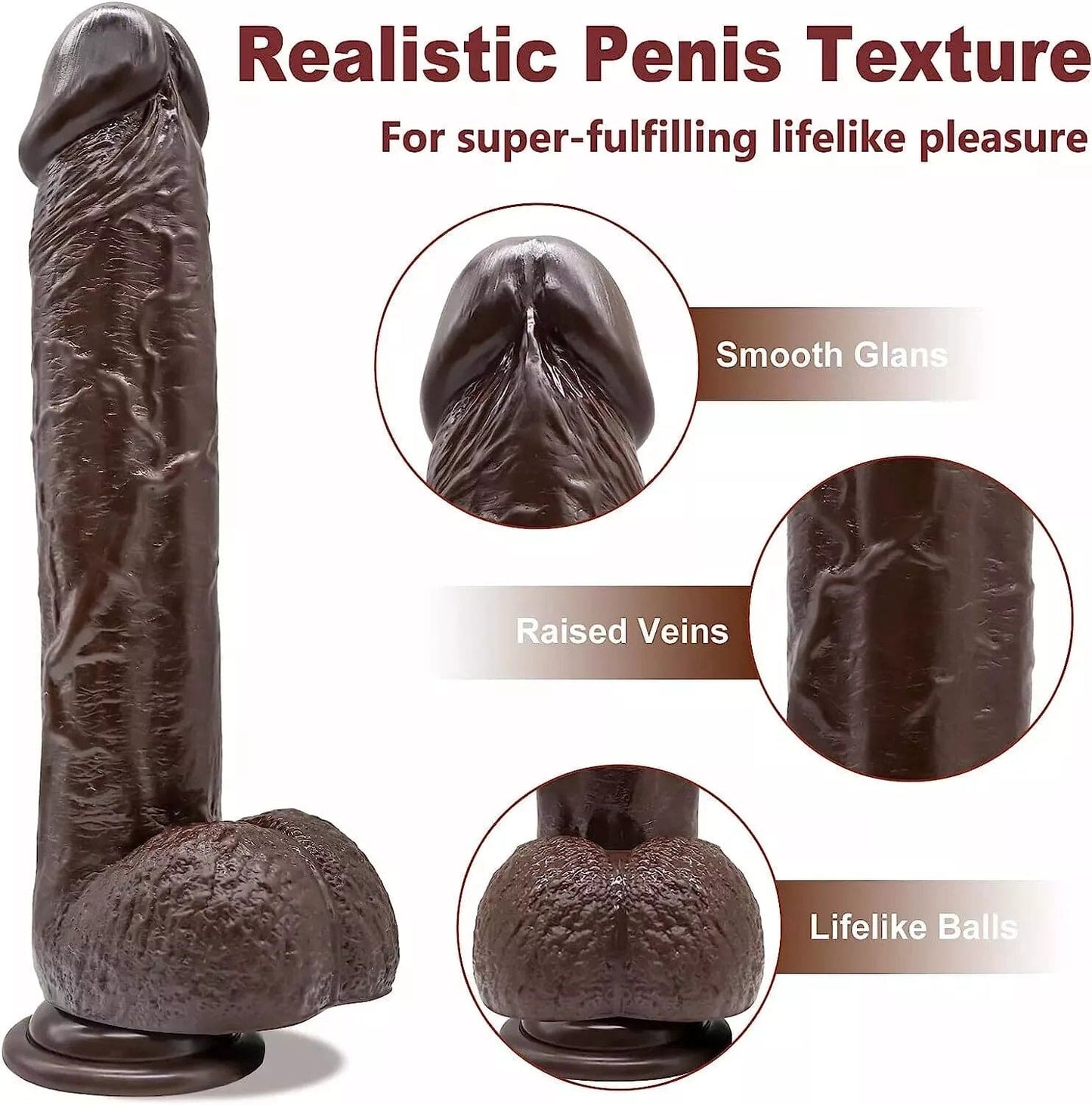 10" Realistic Huge Dildo Suction Cup Big Penis Cock Dong Anal for Women Sex Toys - secretera
