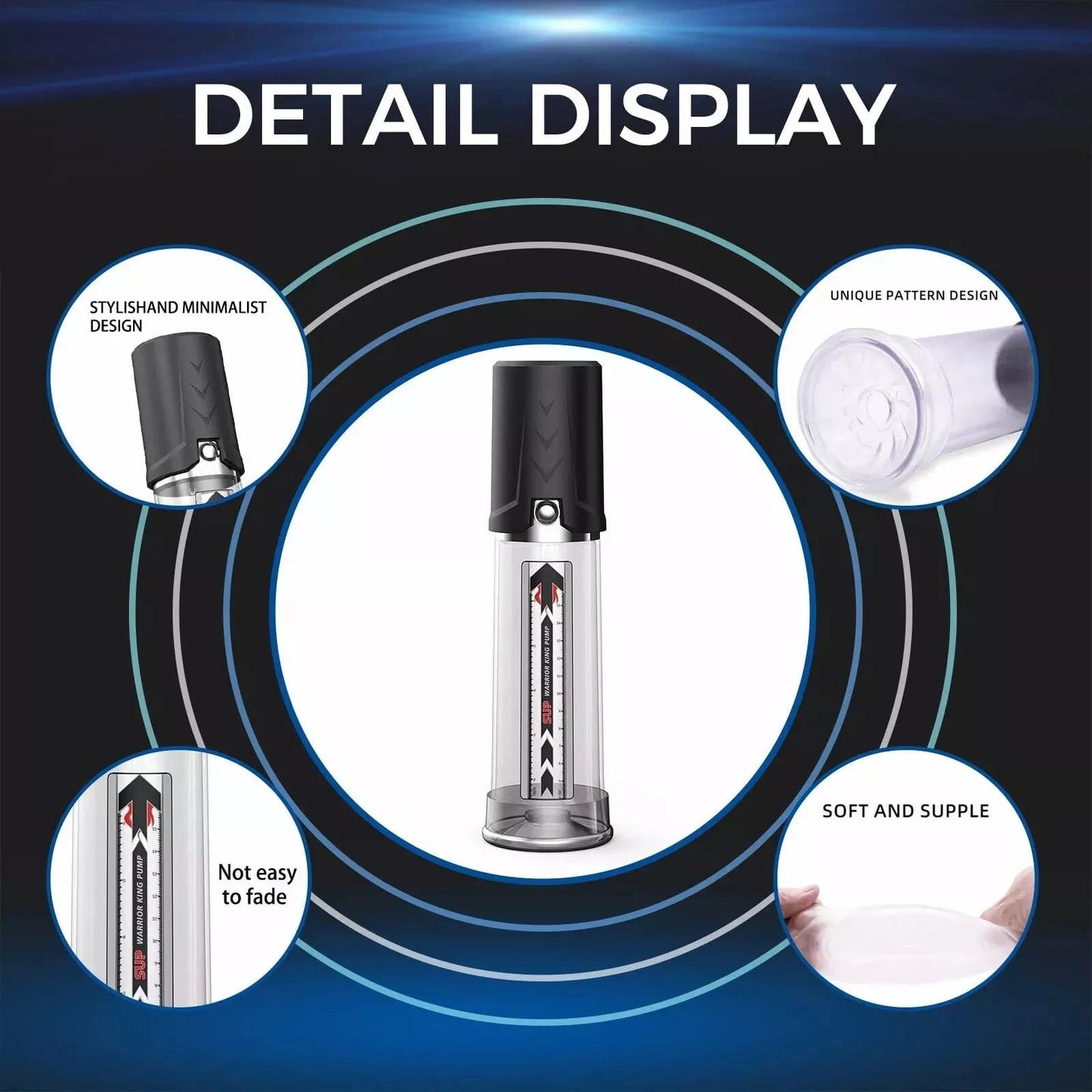 Penis Pump Pressure Gauge USB Rechargeable Cock Enlarger Blowjob Function Men - secretera