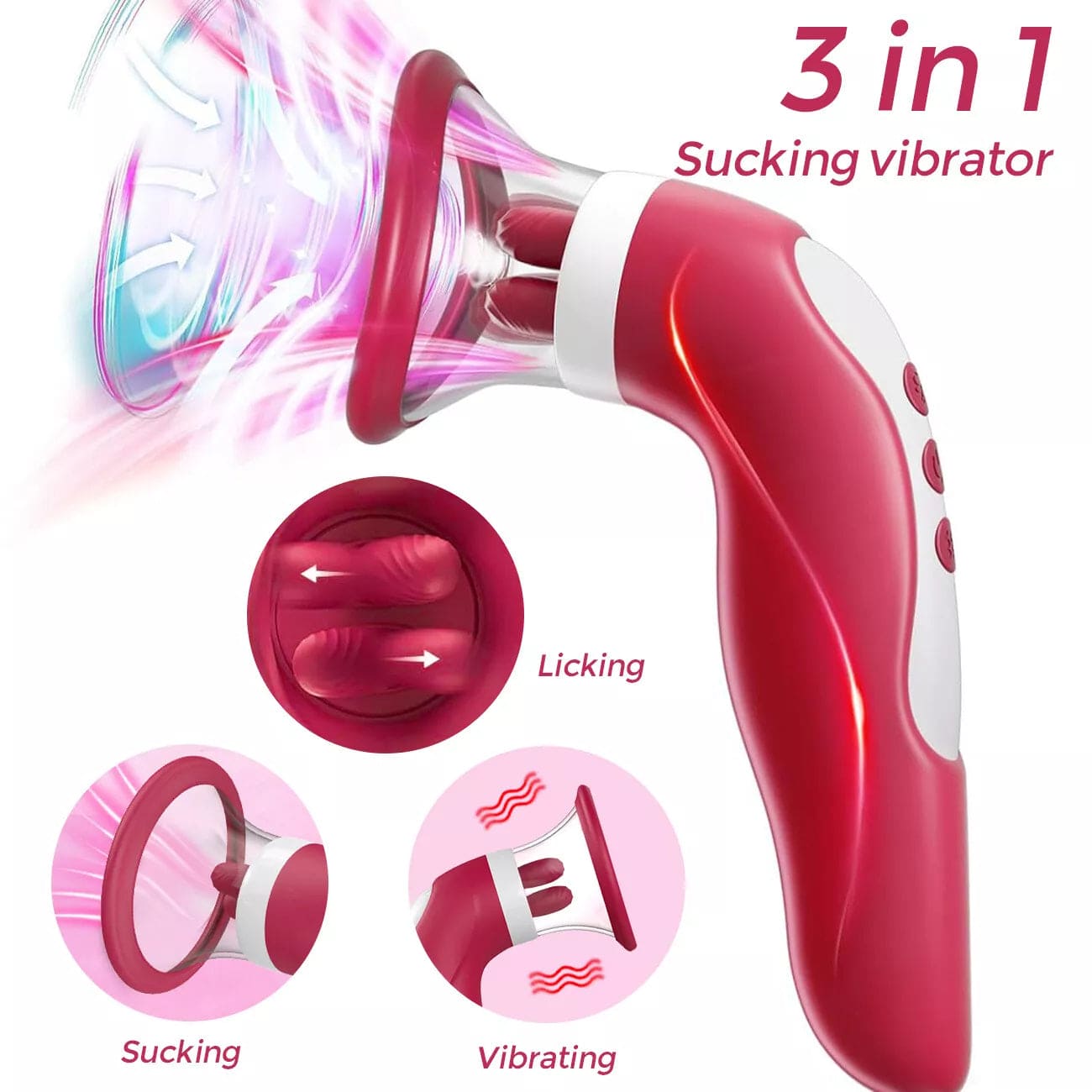 Clitoral Stimulator Sucking Licking G Spot Vibrator 3 in 1 Sex Toys For Women - secretera