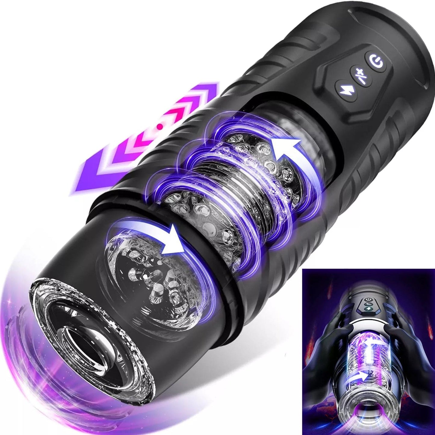 Male Masturbaters Automatic HandsFree Rotating Cup Thrusting Stroker Men Sex Toy - secretera