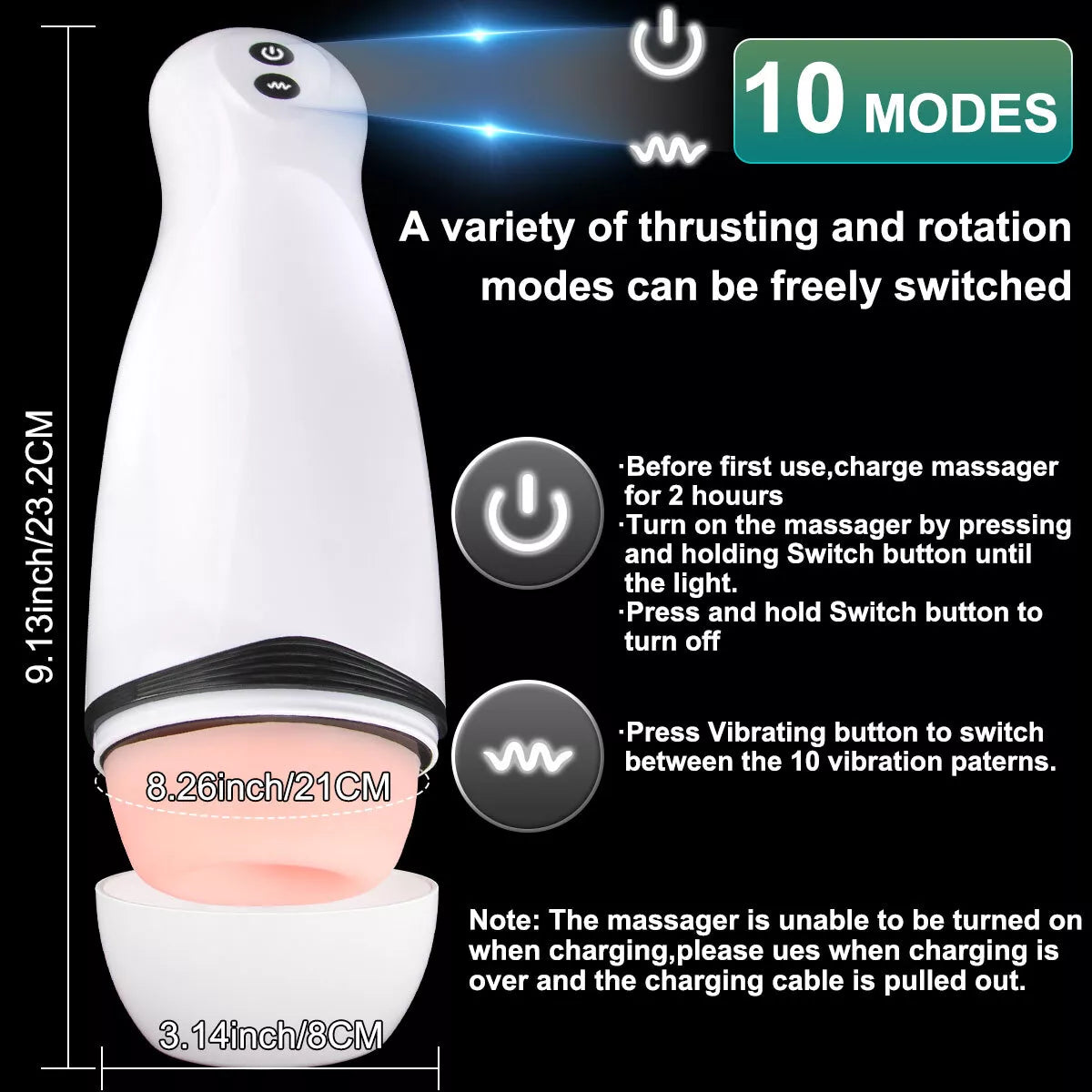 AUTOMATIC 24 Vibrating Male Men Masturbator Pussy Vagina Stroker Sucking Sex Toy - secretera
