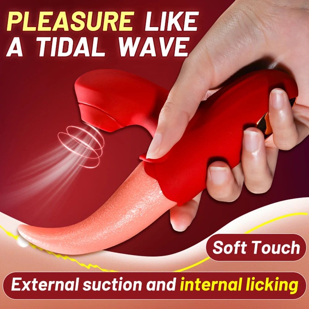Rechargeable Tongue Clit Licking Vibrator G-Spot Massage Dildo for Women Sex Toys - secretera