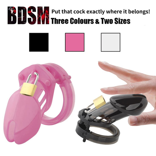 Plastic Penis Cage Male Chastity Hollow Cock Belt Device Padlock with 5 Rings UK - secretera
