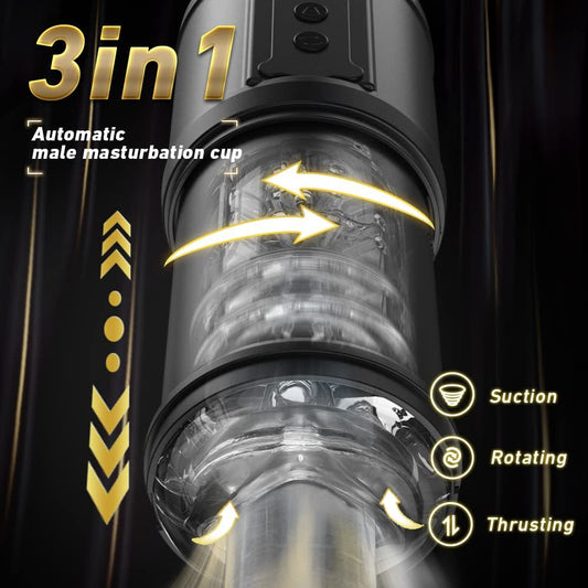 Automatic Masturbator Thrusting Sucking Vibrating Rotating Men Stroker Sex Toys - secretera