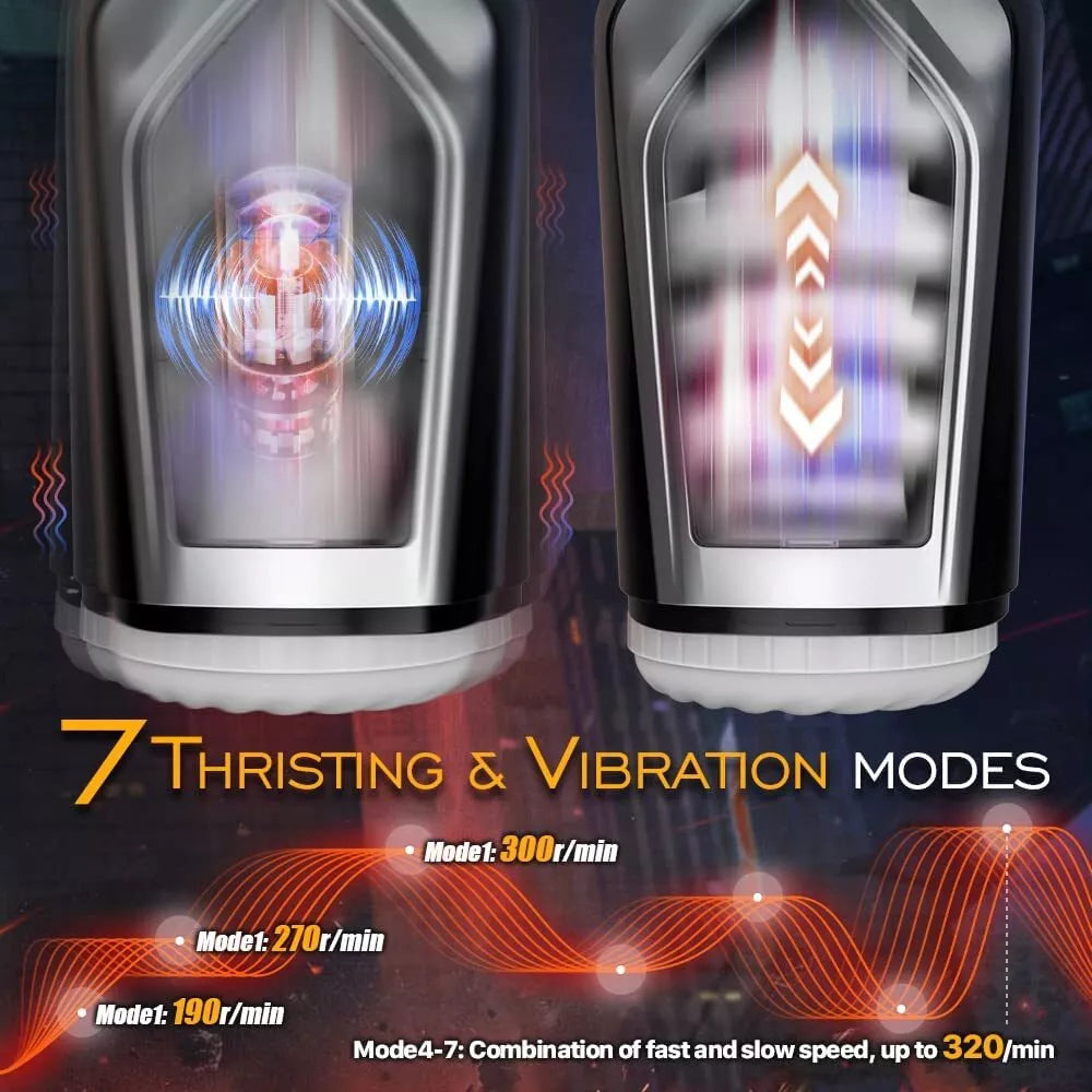Male Automatic Masturbaters Cup Realistic Thrusting Electric Blowjob Sex Toys - secretera