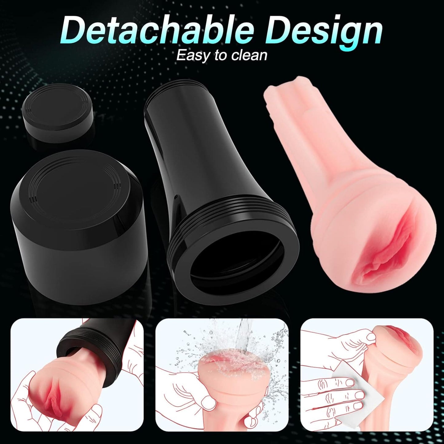 Pocket Pussy Masturbator Stroker Vagina Sex Toys Handsfree Male Cup Vibrator Men - secretera