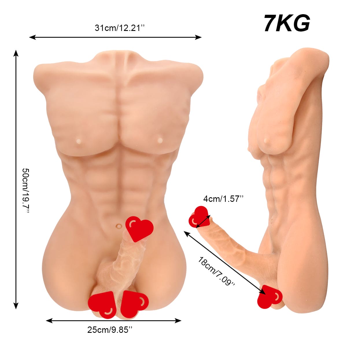 Riding Male Men Muscle Body, Sex Penis Dildo Doll Sex Torso Toys for Women Masturbator - secretera