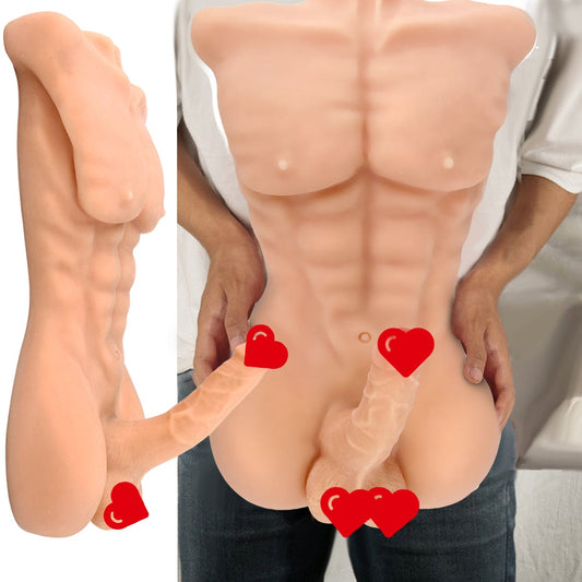Riding Male Men Muscle Body, Sex Penis Dildo Doll Sex Torso Toys for Women Masturbator - secretera