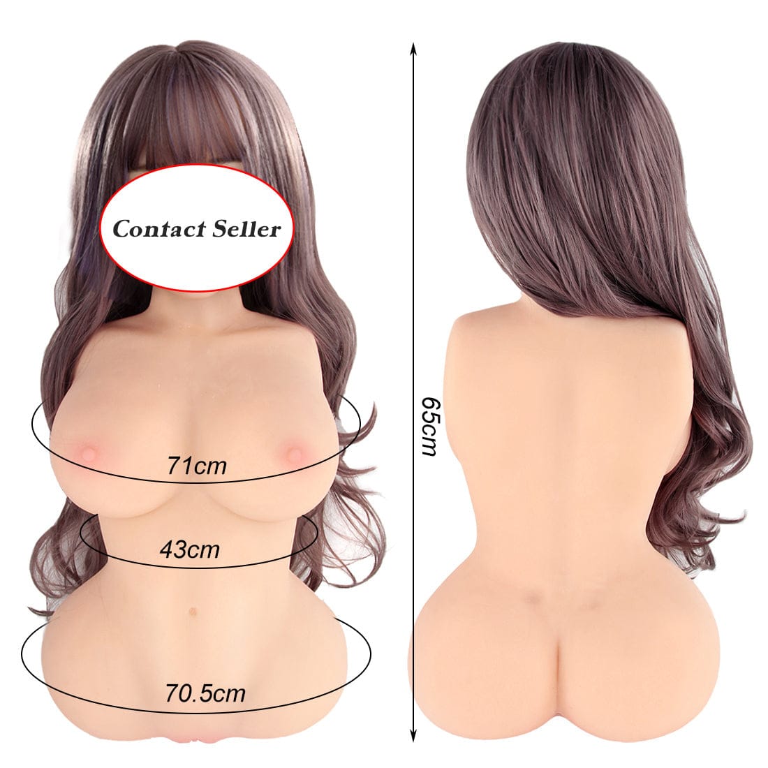Real Feel Sex Toys Life Like Male Vaginal Masturbator Love Full Body Doll Head+Wig - secretera