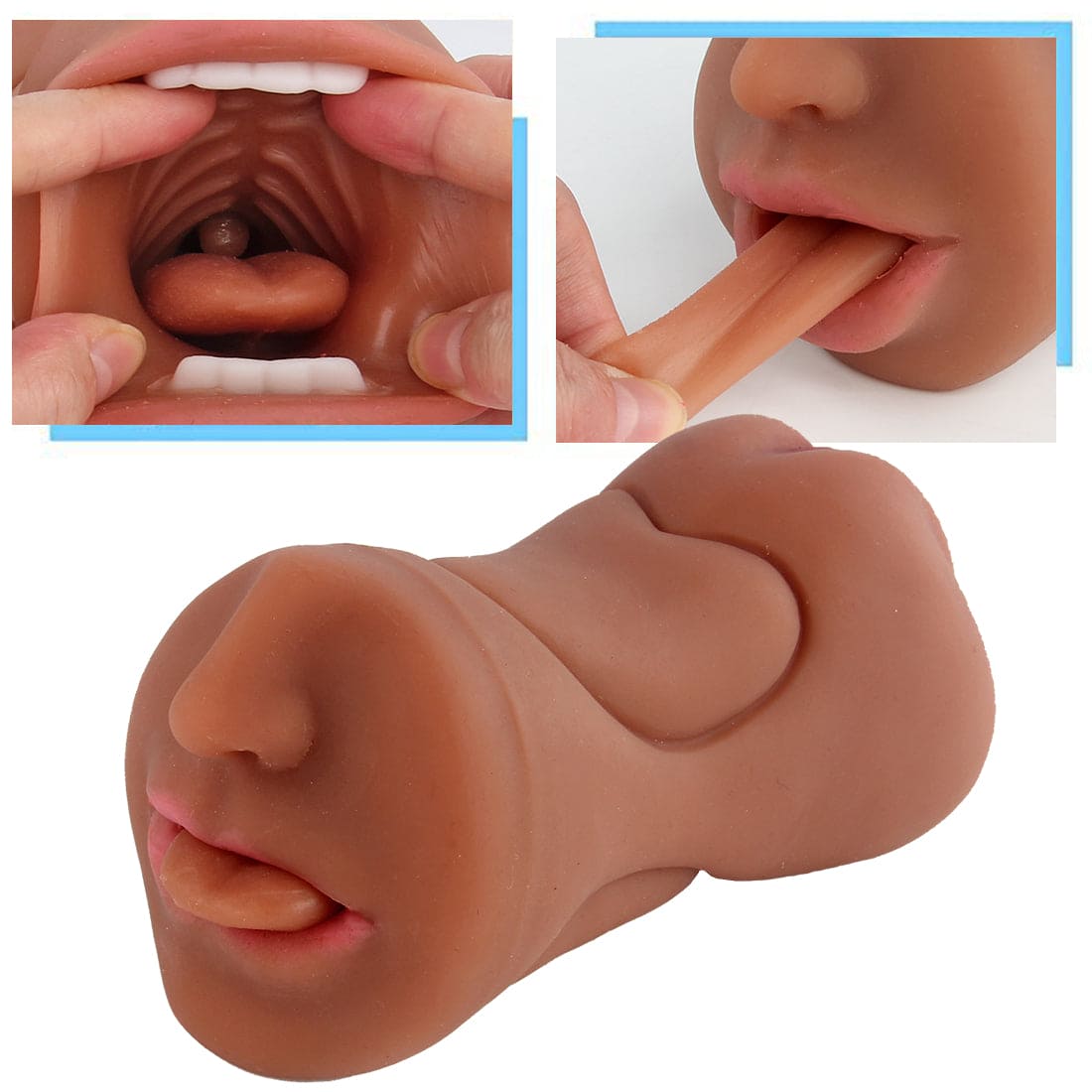 Realistic 3-in-1 Vagina Anal Handheld Pussy Male Masturbator 3D Dolls Sex Toys - secretera