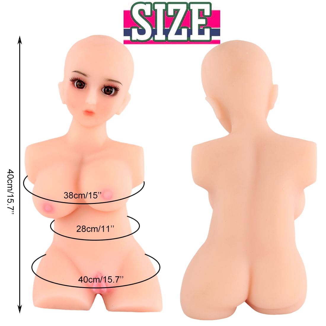 Realistic Sex Doll Body Toy With Head For Male Men Masturbator Blowjob Pockets 5.3lb, Included Wig - secretera