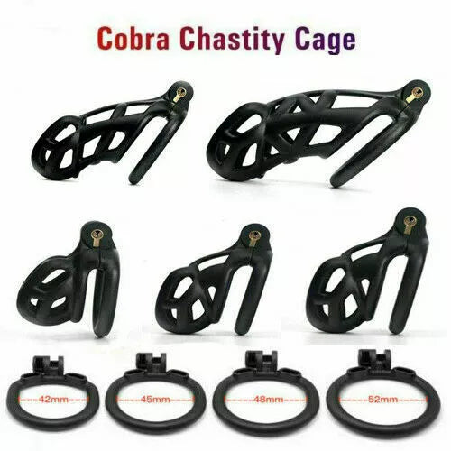 Male Chastity Cage Lock Device Kit W/ 4 Rings Virginity Device 5 Sizes Cobra UK - secretera