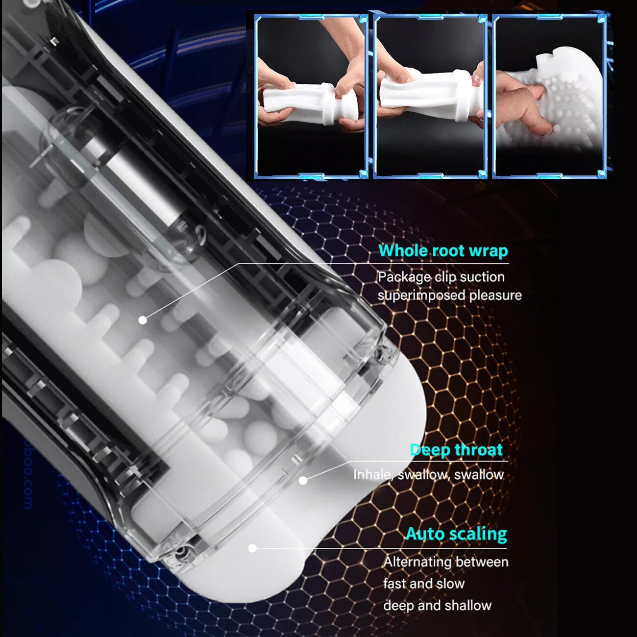 Male Masturbaters Automatic HandsFree Sucking Cup Thrusting Stroker Men Sex Toy - secretera