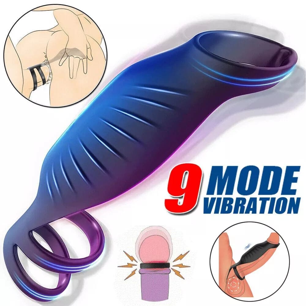 Male Penis Rings Sleeve Cock Ring Ribbed Sex Toys for Men Delay Ejaculation UK - secretera