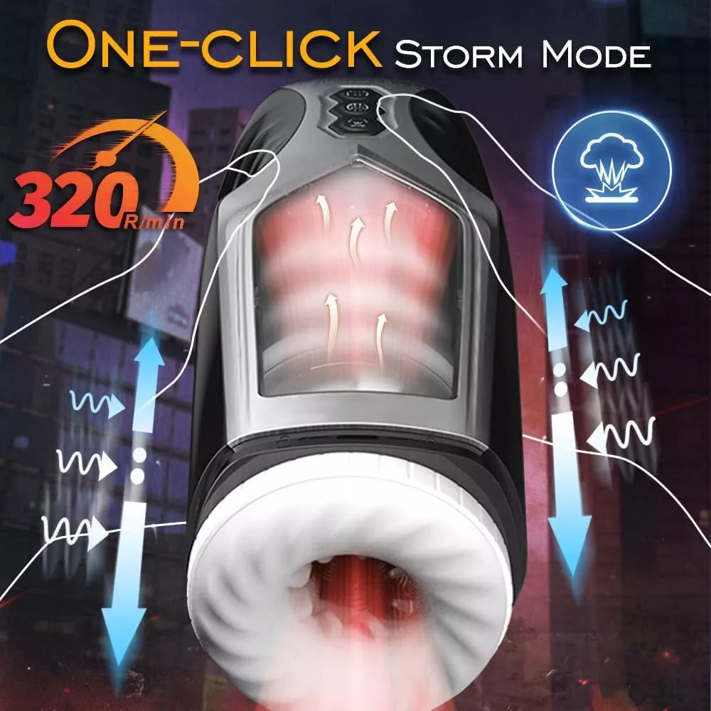 Male Masturbater Automatic HandsFree Vibrating Cup Thrusting Stroker Men Sex Toy - secretera