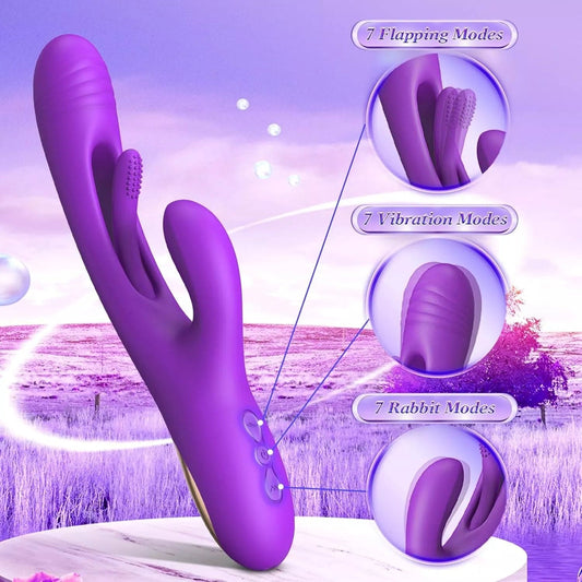 Tapping Rabbit G-spot Vibrator Clit Flapping Dildo Stimulator Women Sex Toys - secretera