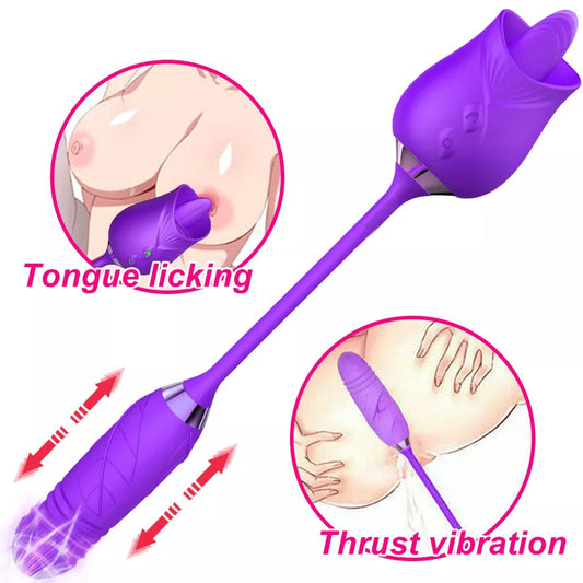 Clit Sucking Licking Vibrator G-spot Massage Dildo Bullet Sex Toy for Women - secretera