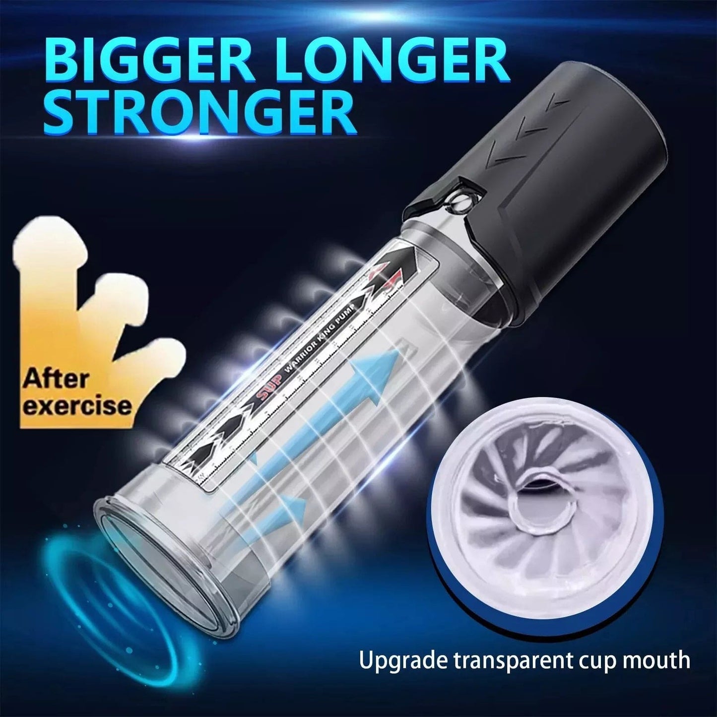 Penis Pump Pressure Gauge USB Rechargeable Cock Enlarger Blowjob Function Men - secretera