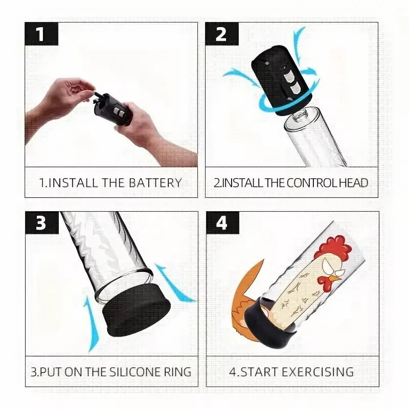 Updated Vacuum Electric Penis Pump Male Men Dick Enlarger ED Battery Operated - secretera