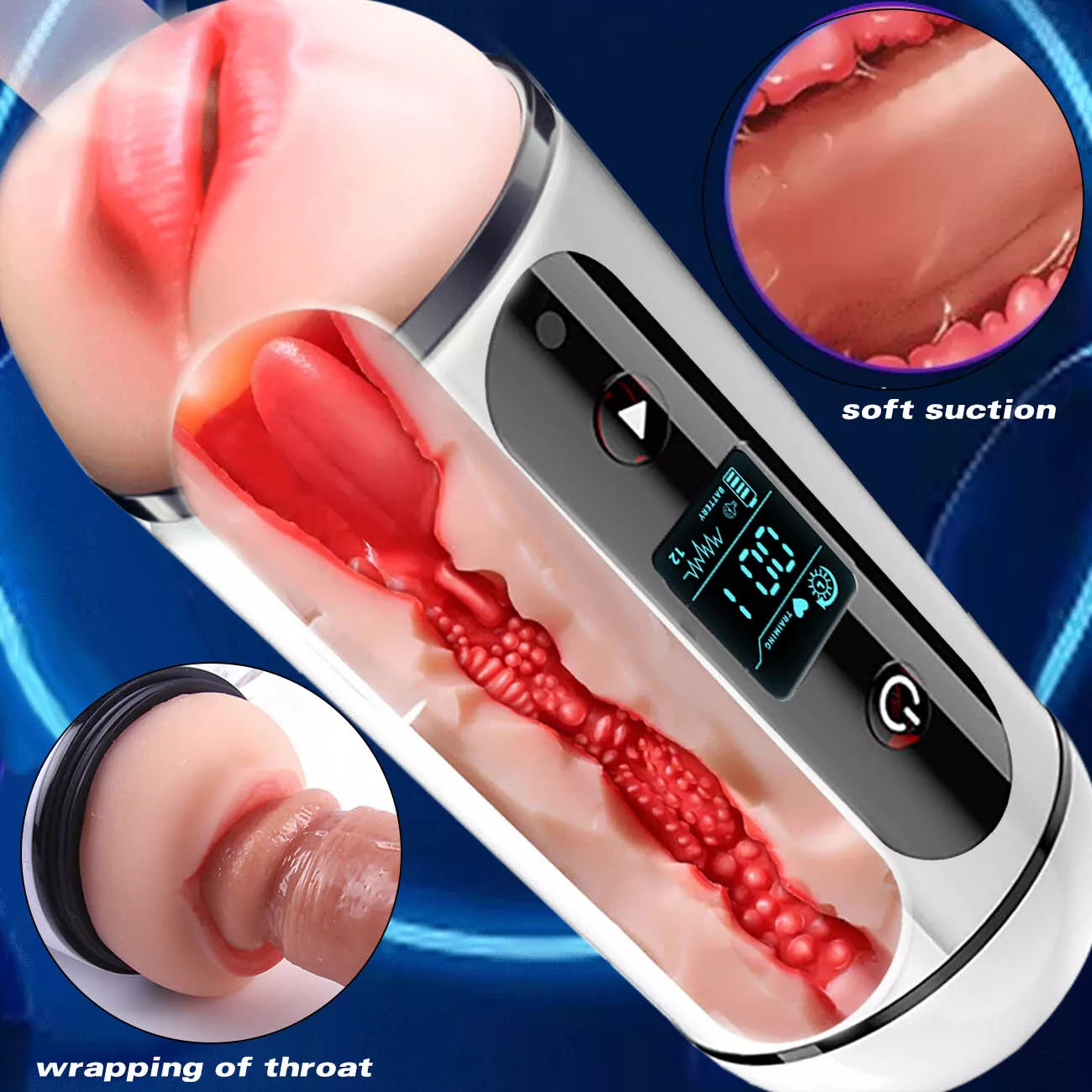 Auto Sucking Stroker Cup Men Male Masturbator Vibrator Oral Mouth Cup Sex Toys - secretera