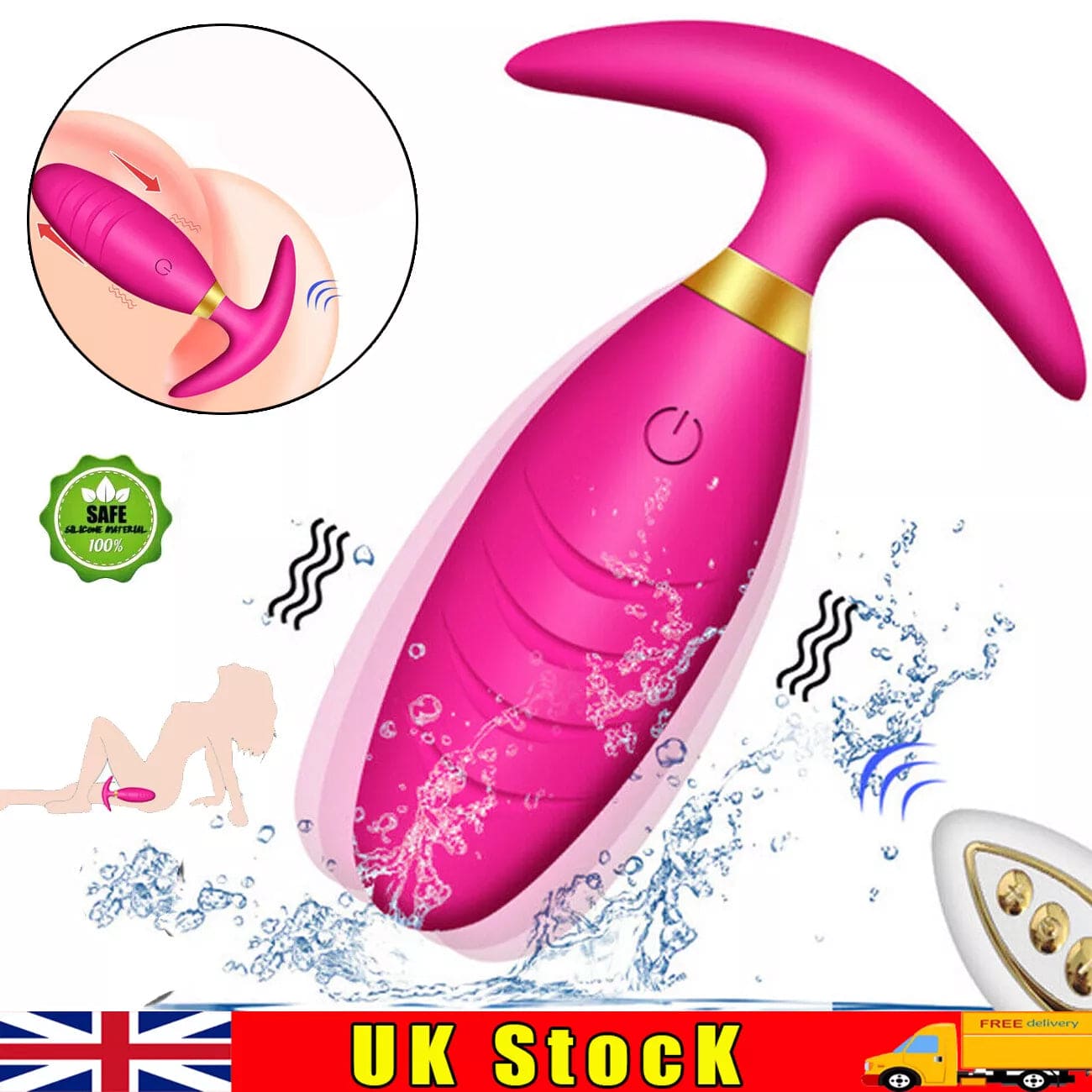 Remote Controlled Anal Butt Plug Vibrator Dildo Clitoris Sex Toys for Women Men - secretera