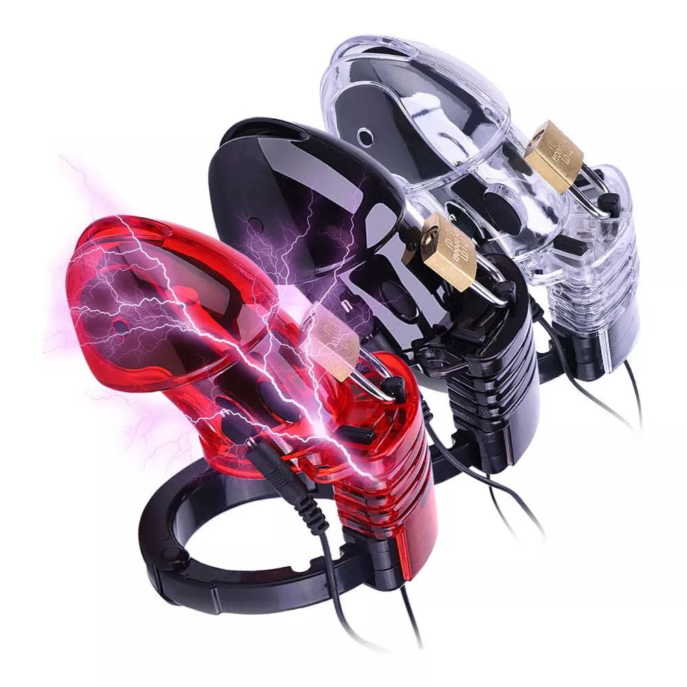 Plastic Shock Penis Cage Male Chastity Hollow Cock Belt Device Padlock SM UK - secretera