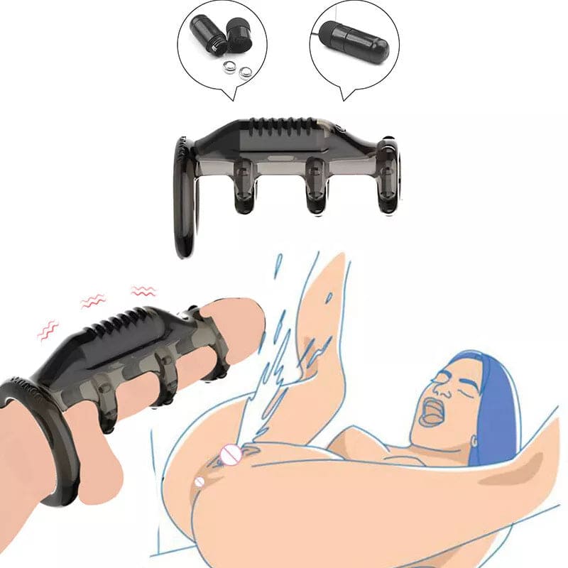 Men Penis Sleeve Sex Toy Vibrator Cock Ring For Couples Aid Extender Reusable - secretera