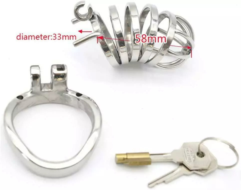 Penis Cock Cage Chastity Device Male Men Cock Lock Trainer Stainless Steel - secretera
