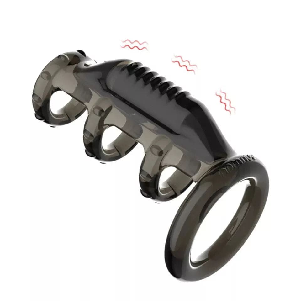 Men Penis Sleeve Sex Toy Vibrator Cock Ring For Couples Aid Extender Reusable - secretera