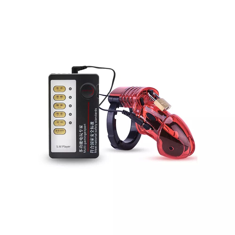 Plastic Shock Penis Cage Male Chastity Hollow Cock Belt Device Padlock SM UK - secretera
