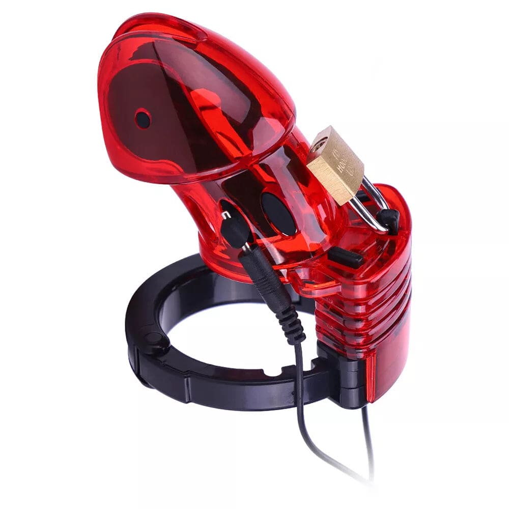 Plastic Shock Penis Cage Male Chastity Hollow Cock Belt Device Padlock SM UK - secretera