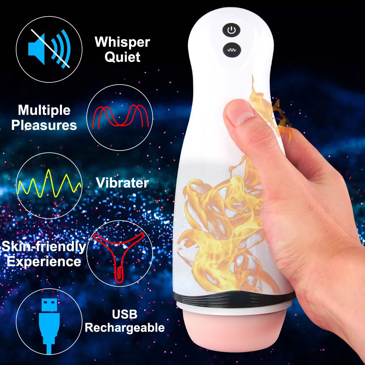 AUTOMATIC 24 Vibrating Male Men Masturbator Pussy Vagina Stroker Sucking Sex Toy - secretera